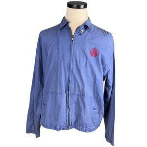 Polo By Ralph Lauren Mens 80s Blue Lightweight Zip Jacket W/Red Logo Large